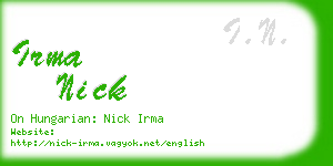 irma nick business card